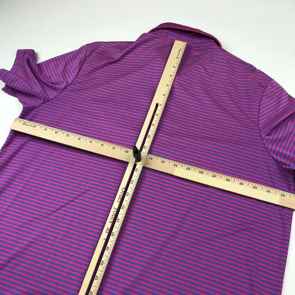 RLX Ralph Lauren Medium / Large Pink Purple Golf Short Sleeve Button Polo Shirt